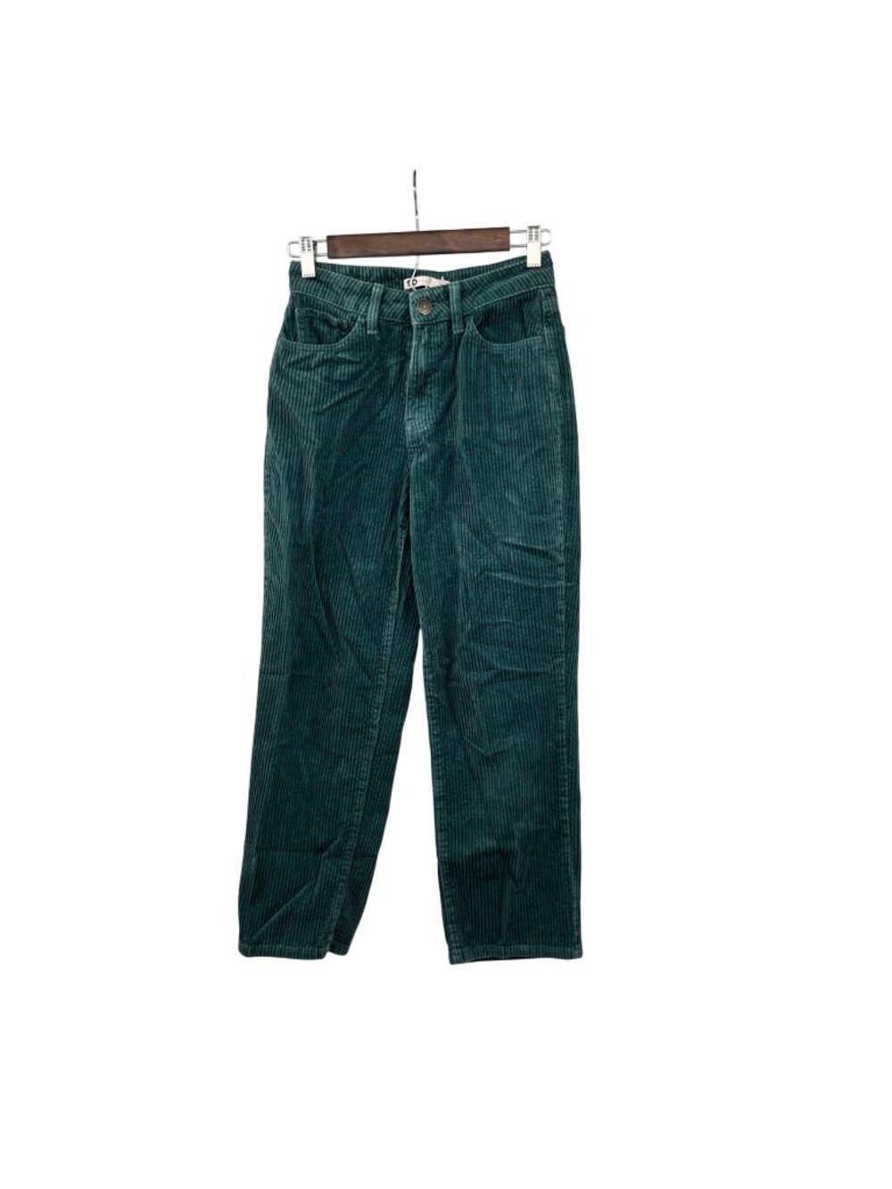 Sonoma Womens Ribbed Corduroy Pants Straight Leg Green Size 27 Waist